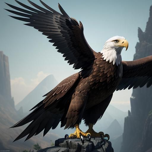 Hyperrealistic 3D Eagle Sculpture in Detailed Matte Painting