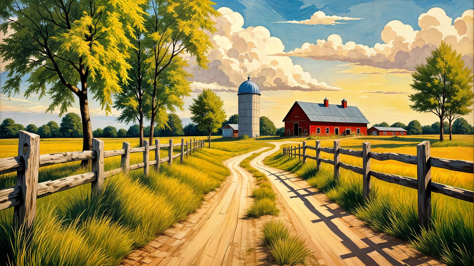 Impressionist Farm Landscape in Midwestern Americana Style