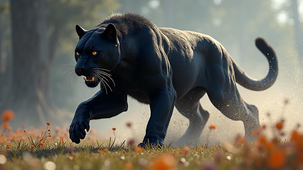 Black Panther Chase: Detailed Matte Painting