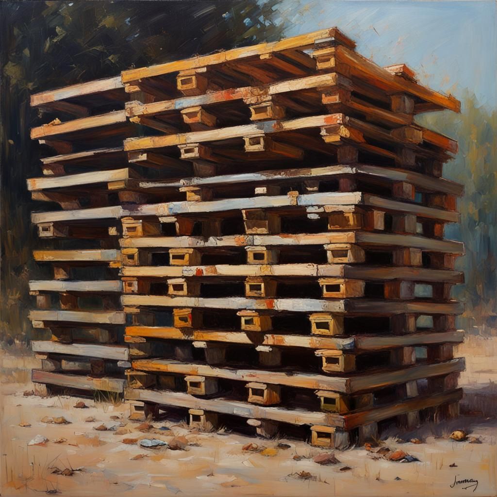 Rotten Recursive Pallets as Oil Painting