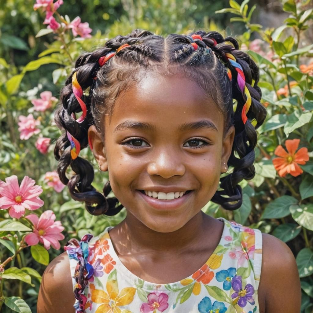 Ethereal Portrait of a Smiling Girl in Watercolor