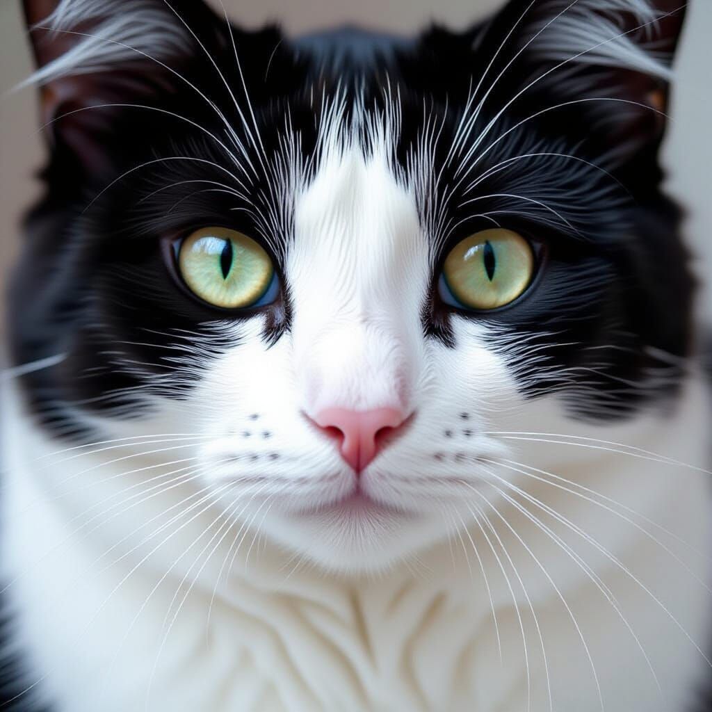 Beautiful Black and White Cat Face