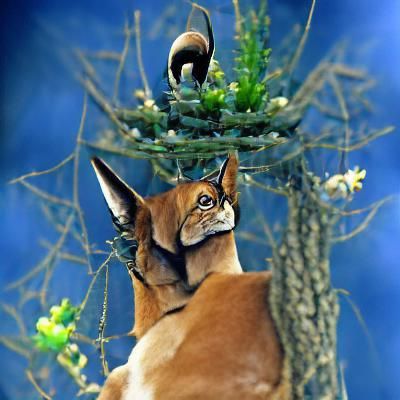 Caracal Relaxing in a Tree