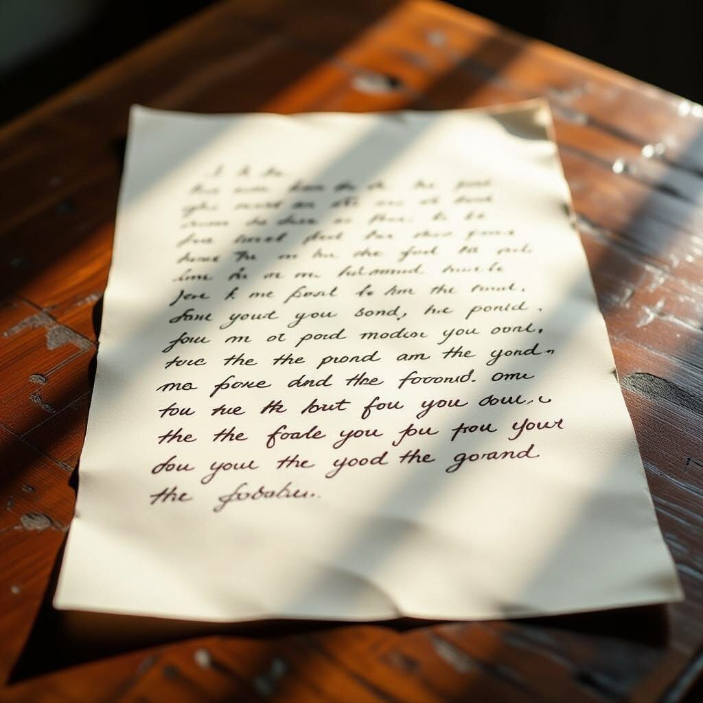 Charcoal Handwriting on Desk, Realistic Sketch Style