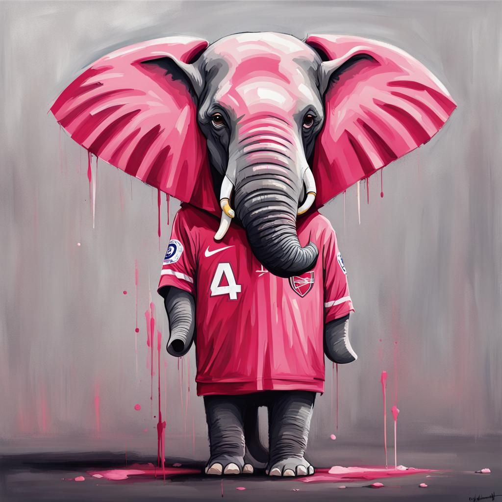 Elephant in Arsenal Jersey Painting 2024