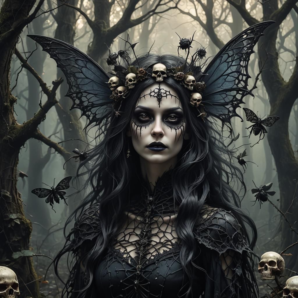 Dark Gothic Fairy in Enchanted Forest