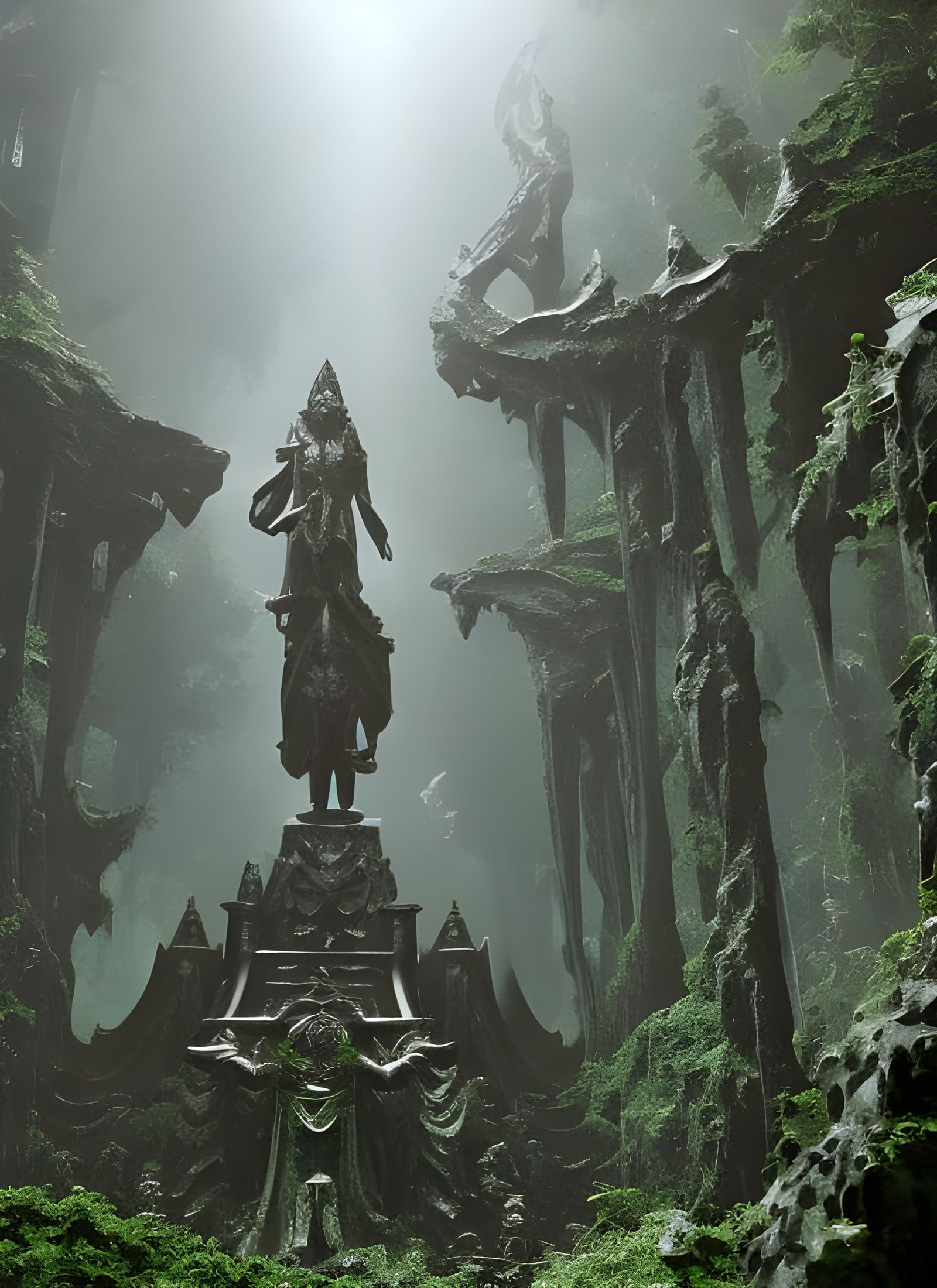 Lovecraftian Statue of Outer God in Jungle