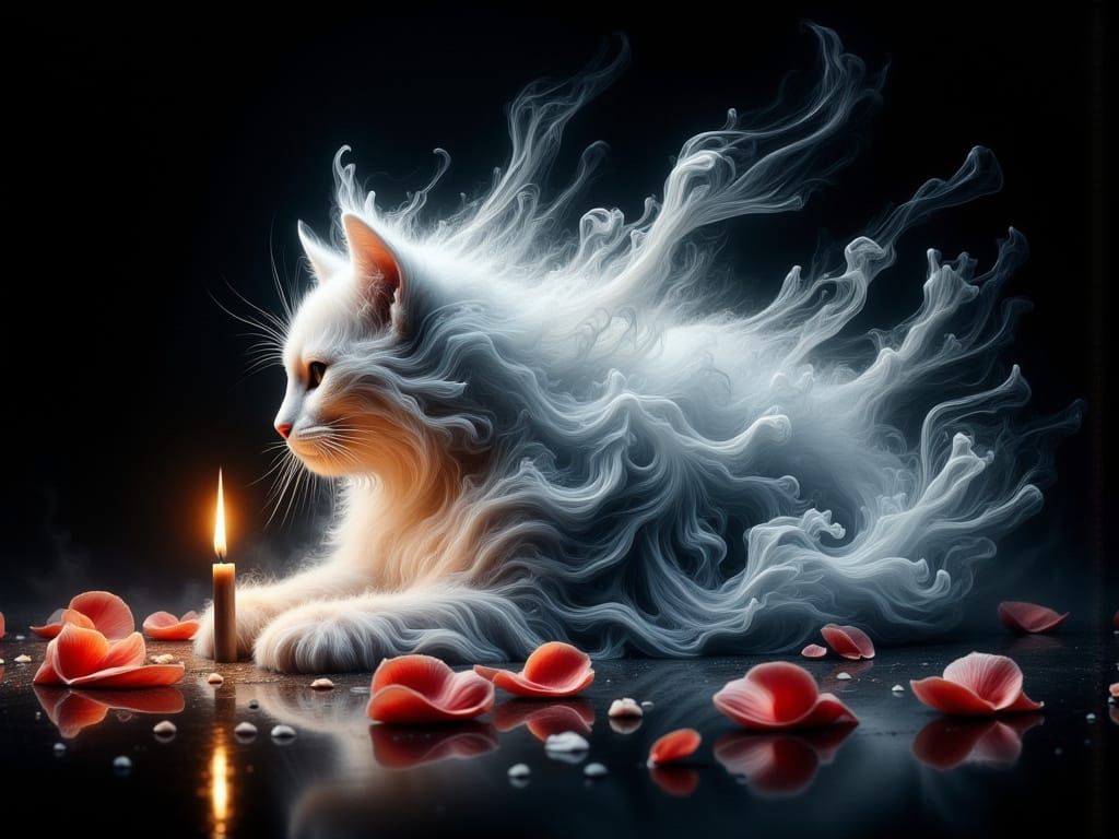 Whispers of Smoke: Ethereal Feline Form