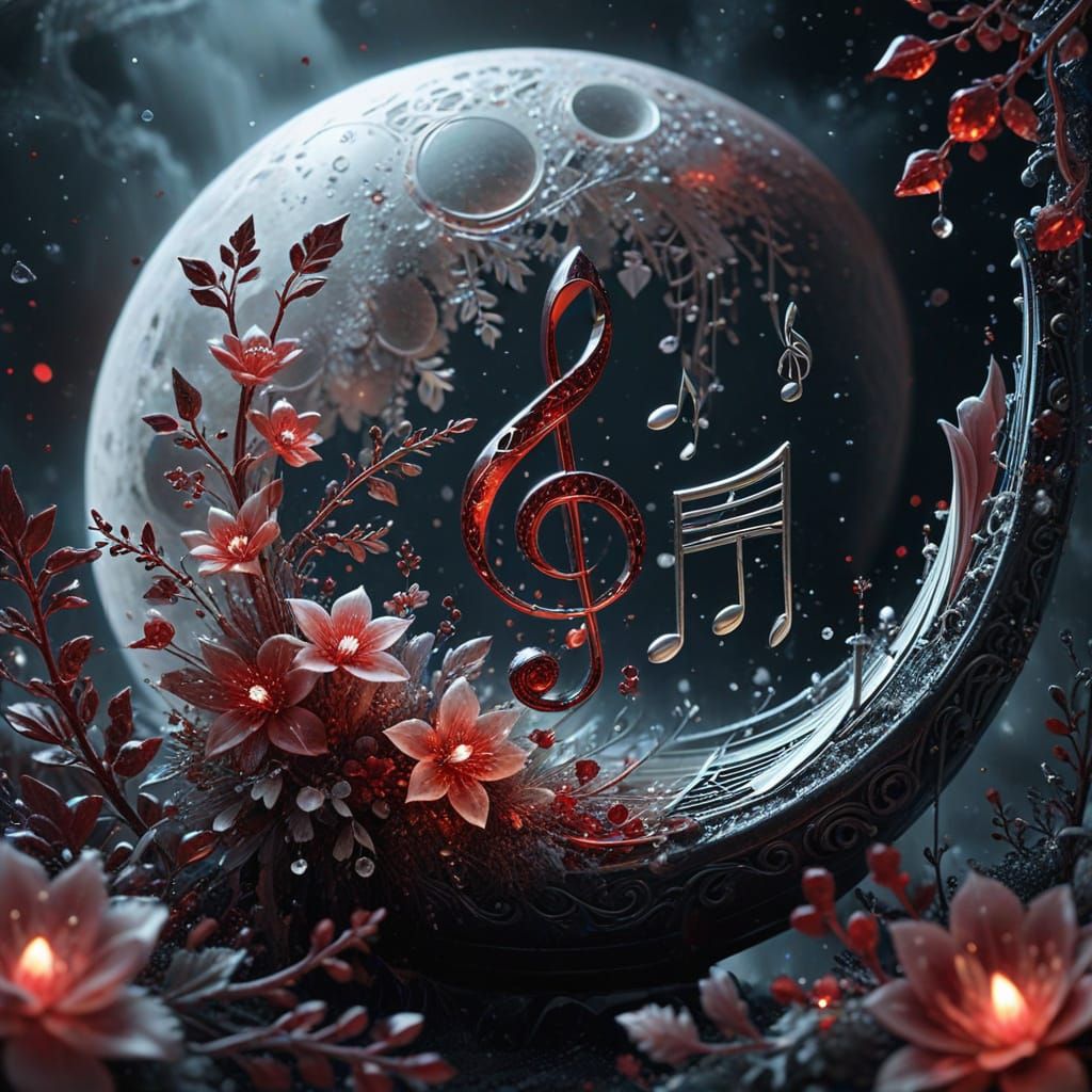 Dark Fantasy Red Crystal Under Full Moon