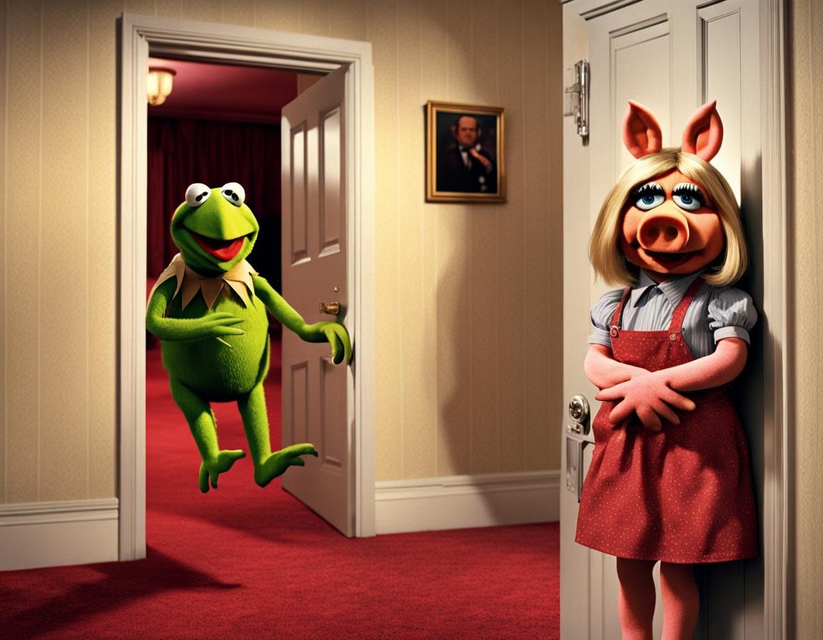 Kermit and Miss Piggy in the movie The Shining.