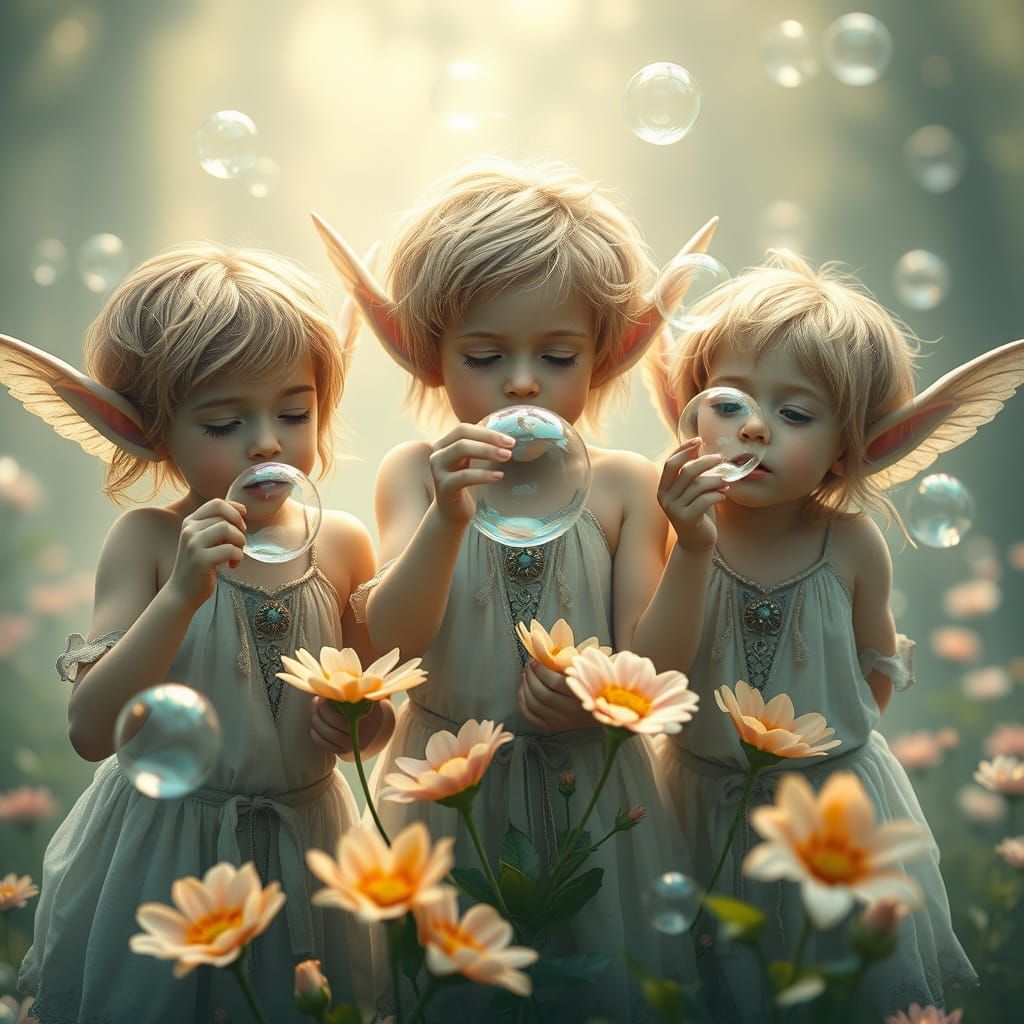 Elf Children Create Floral Bubbles in Ethereal Fantasy