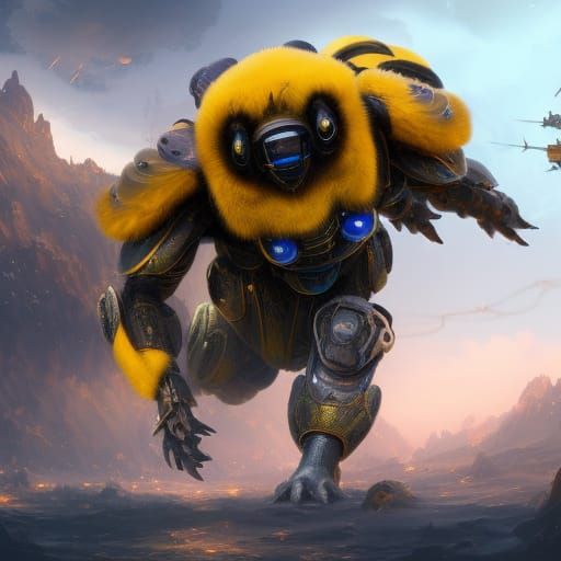 Sweet Bumble Bee in Detailed Fantasy Art