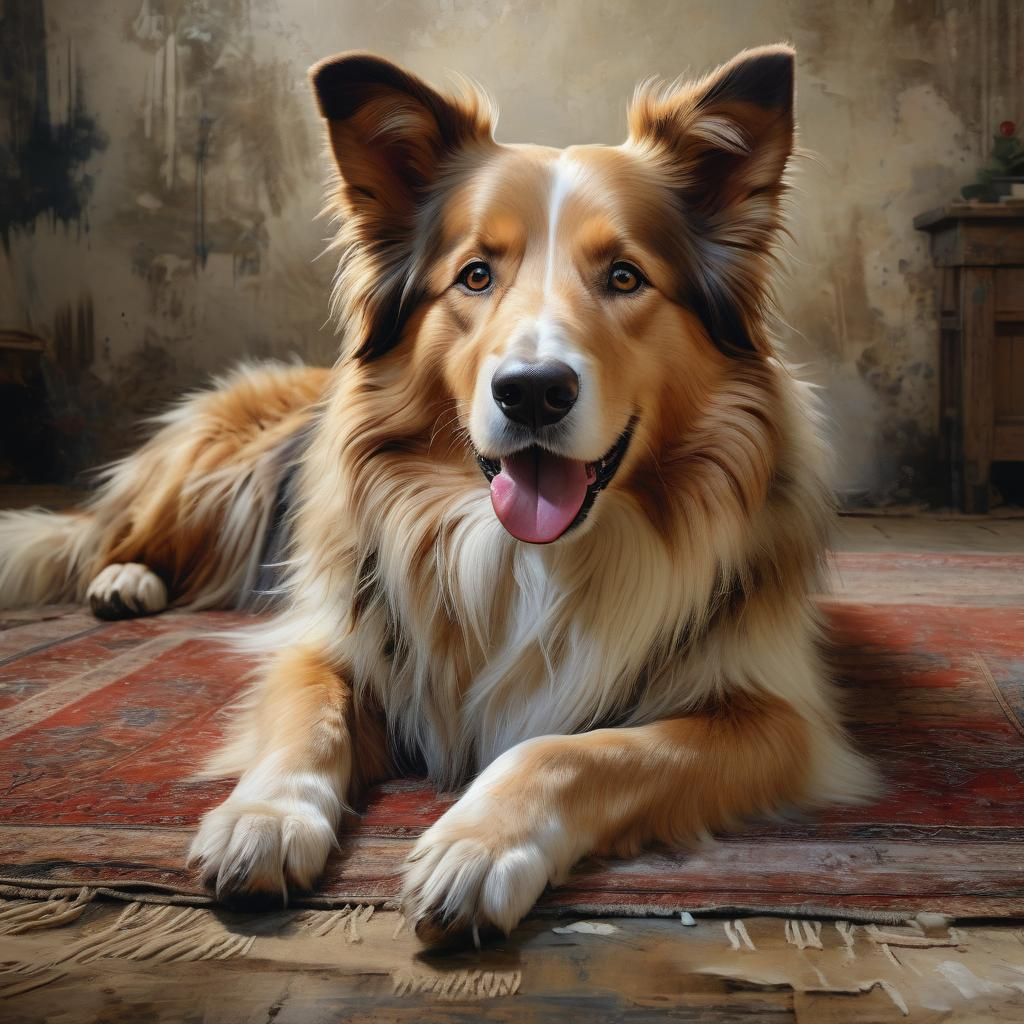 Dramatic Portrait of Collie in Rustic Setting