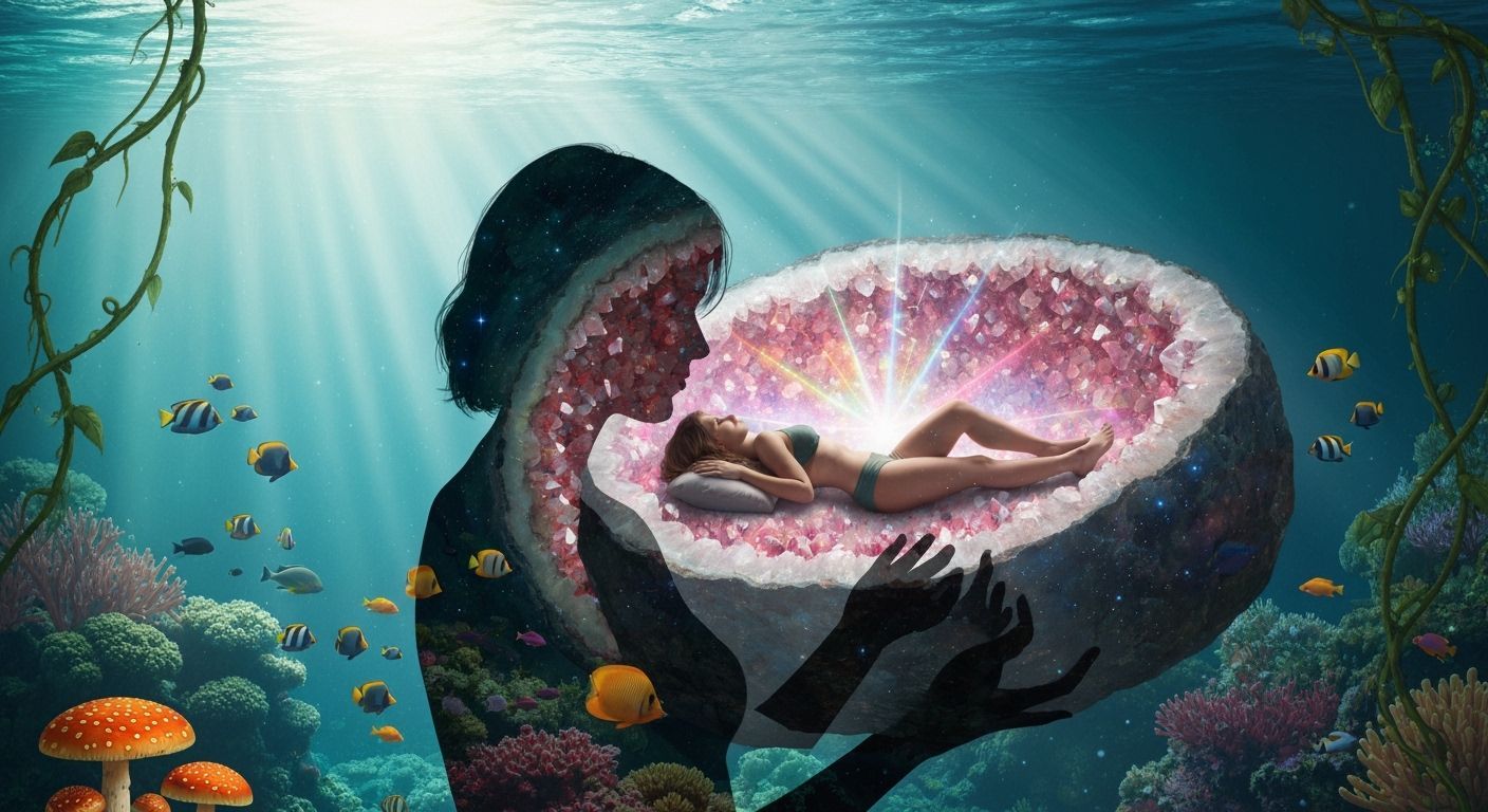 Geode Reef Woman Silhouette in Ethereal Style