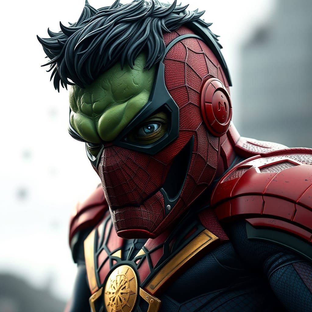 Realistic Superhero Mix: Spiderman, Hulk, and Iron Man