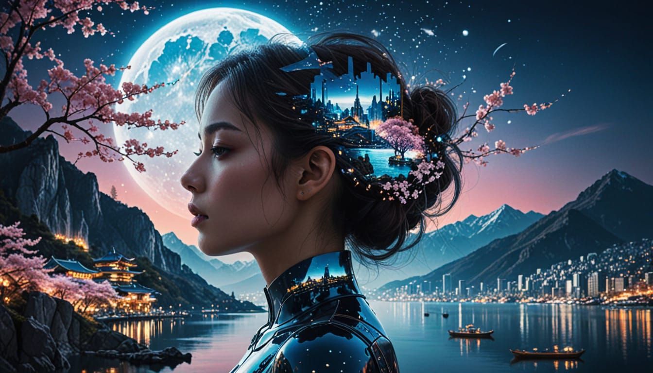 Surreal Silhouette: Futuristic City Dreamscape