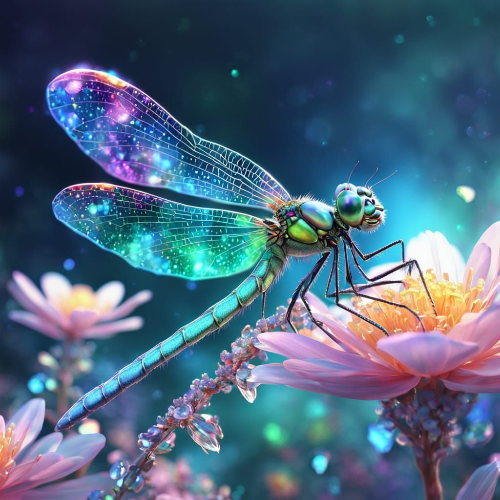 Enchanted Dragonfly in Iridescent Splendor