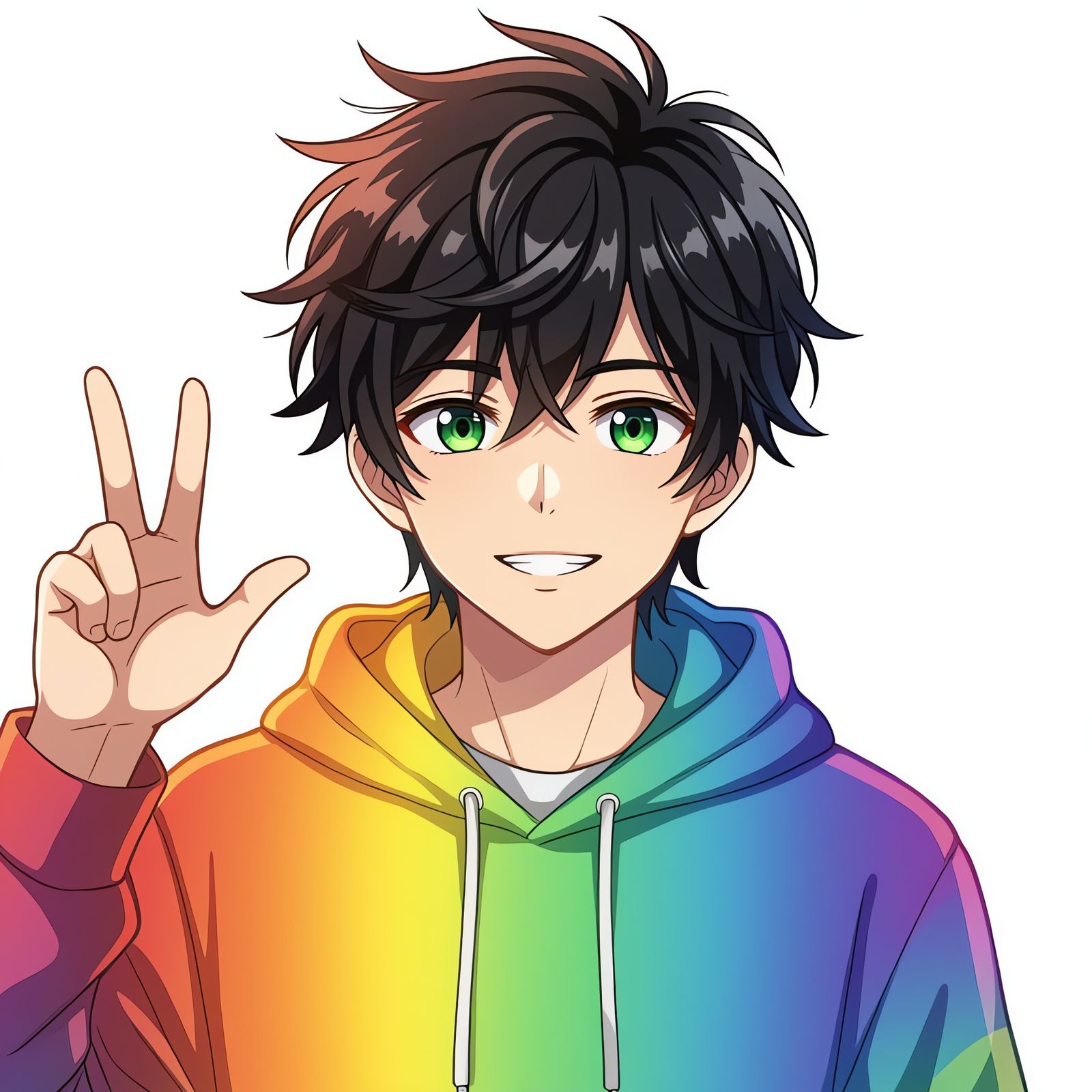 Anime Man with Rainbow Hoodie Illustration