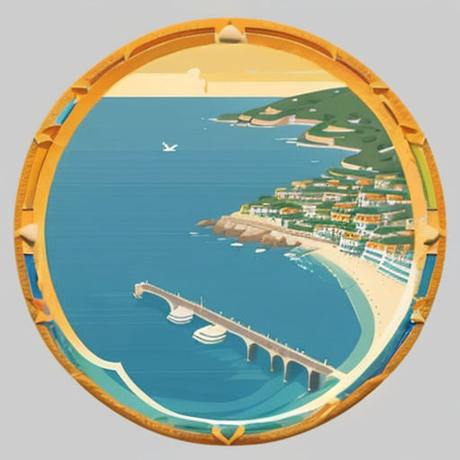 Minimalist Mediterranean Seaside Village at Dusk