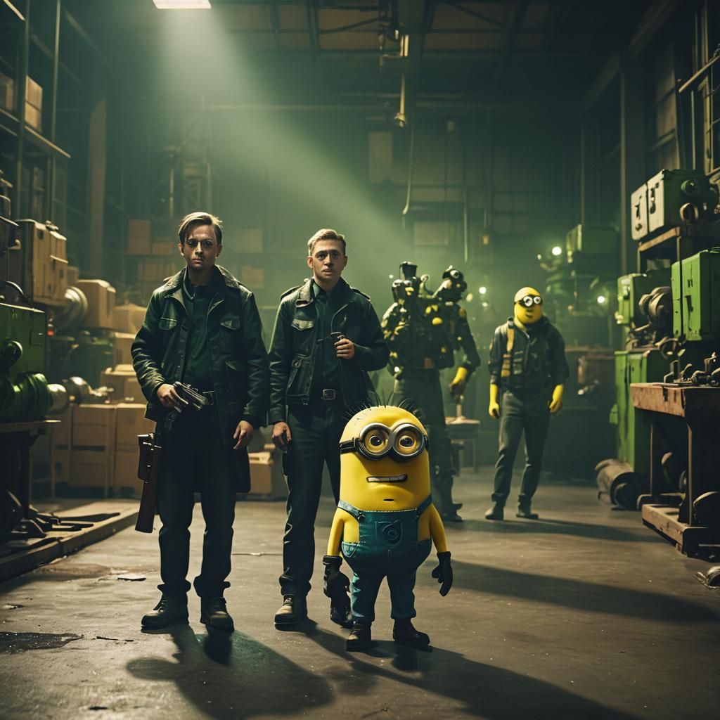 Minions with Fart Guns in Film Noir Style