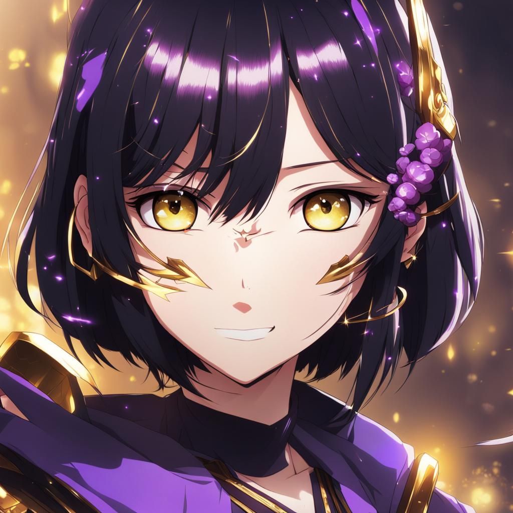Anime Girl Warrior with Golden Eyes