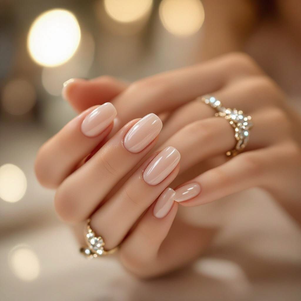 Elegant Hands with Nude Nails and Jewelry