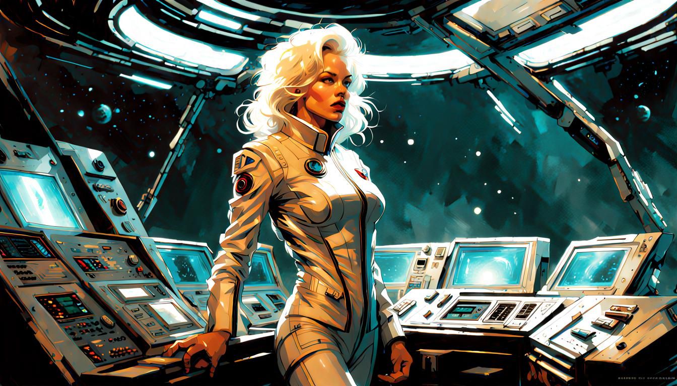 Retrofuturistic Starship Commander in 1980s Style