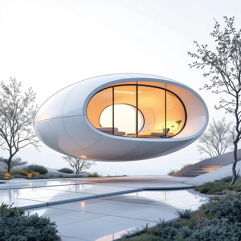 Minimalist Peanut Pod Structure Concept Art