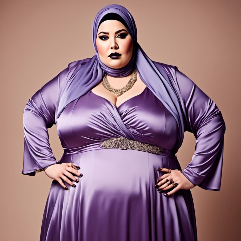 Plus-Size Woman in Niqab with Hyperrealistic Details