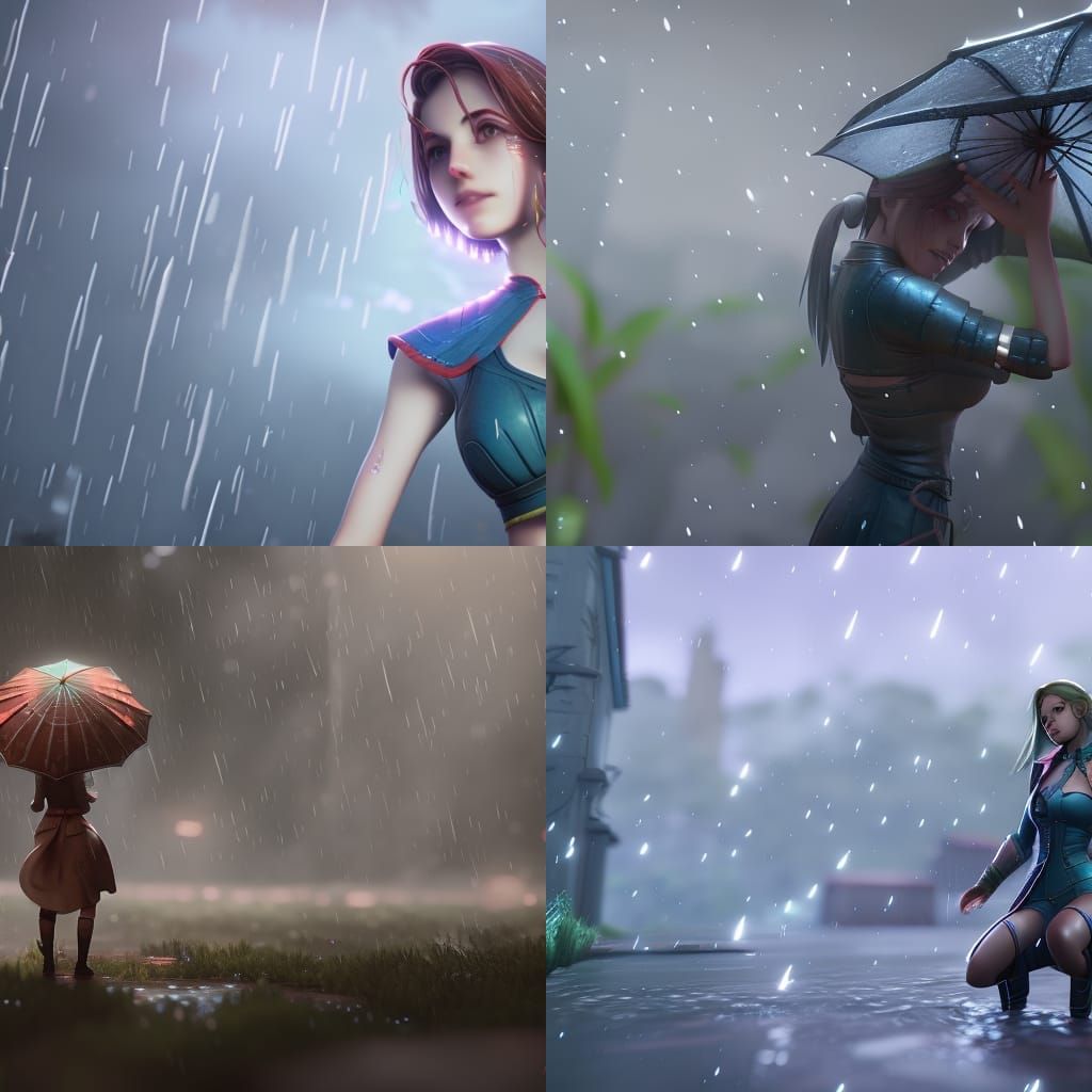 Girl in Rain: 3D Game Cinematic Graphics