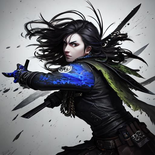 Hyperrealistic Knives in Splash Art Style