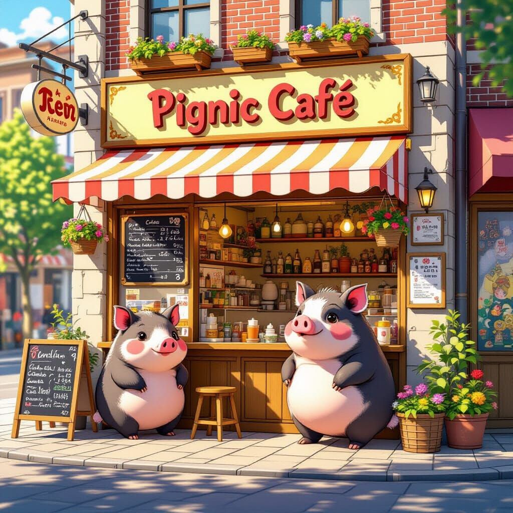 Kawaii Pignic Cafe in Shibuya with Boars