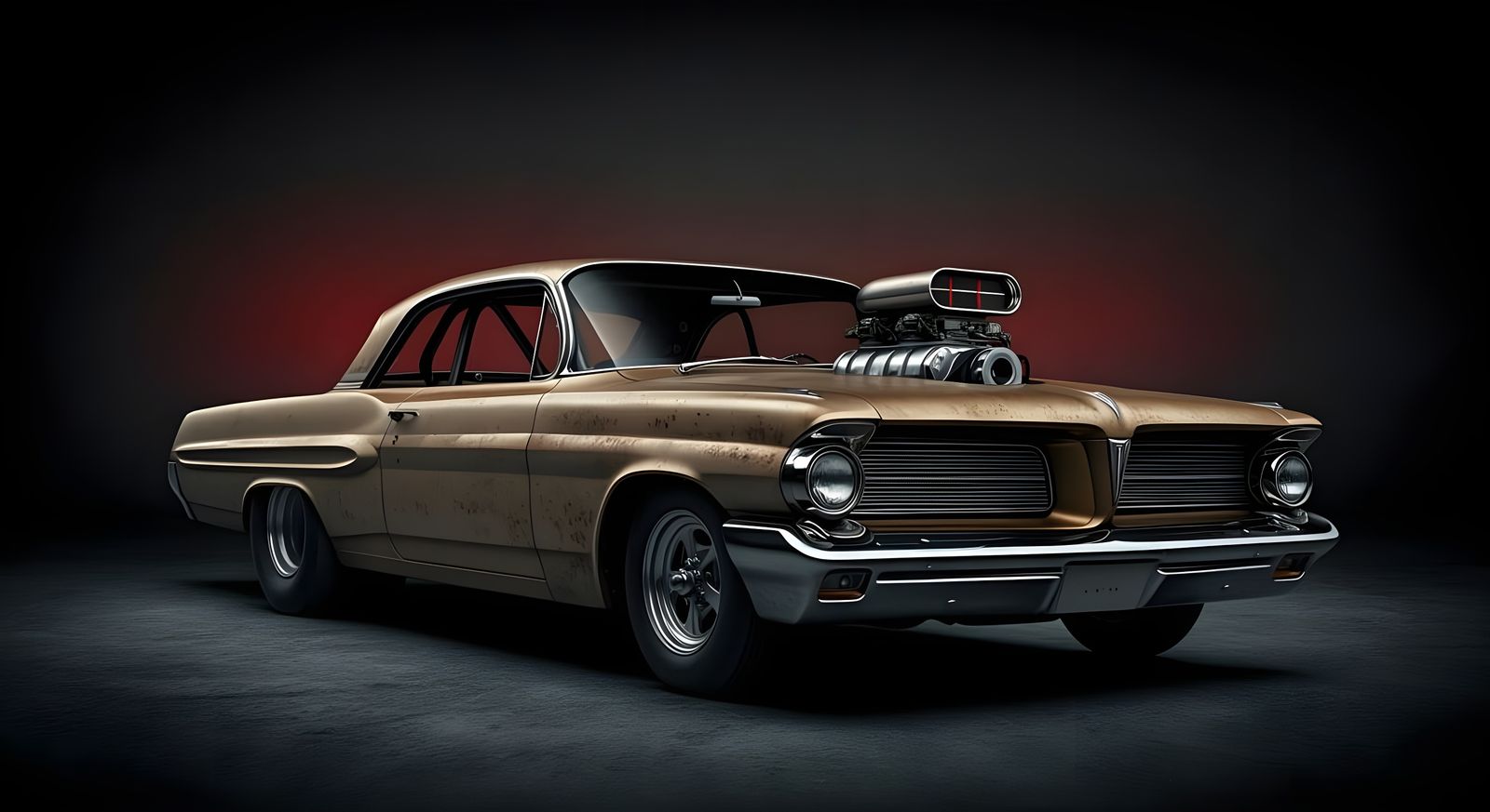 Drag Racing Pontiac Catalina Super Duty in Anime Style