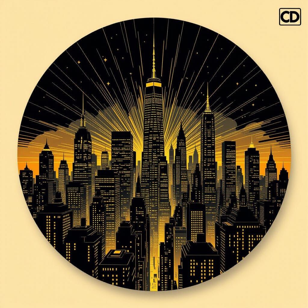 Black and Gold Cityscape CD Album Cover