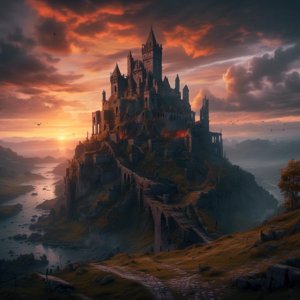 Dramatic Sunset over Kaer Morhen Ruins