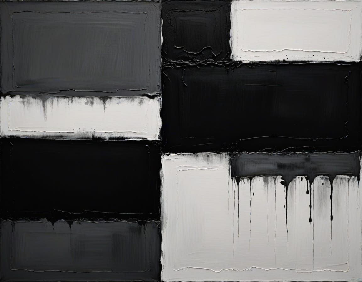 Abstract Black and White Painting in Rothko Style