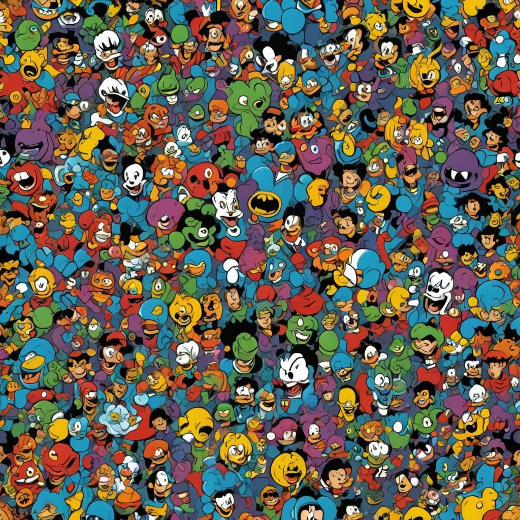 Warner Bros Characters in Embossed Pop Art Collage