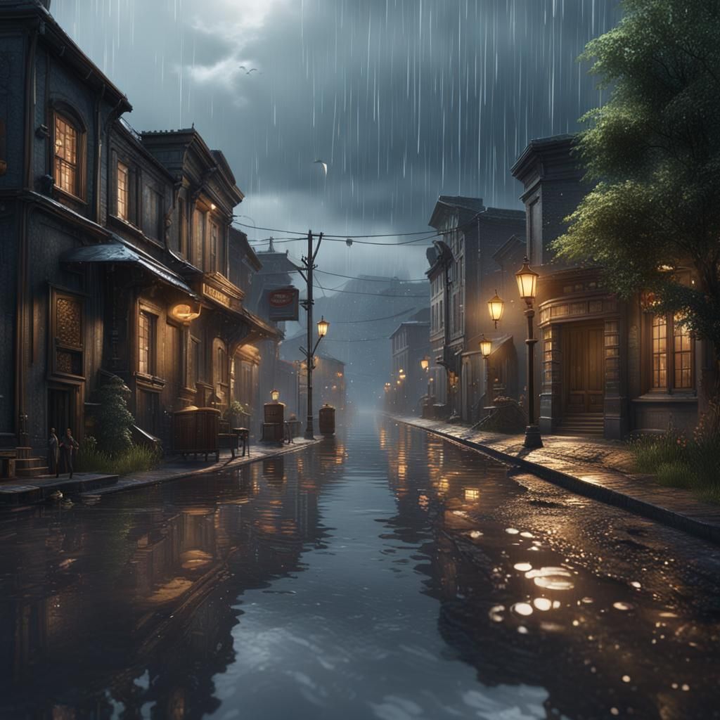 Rainy Night in an Undeveloped Town: Realism in 8K