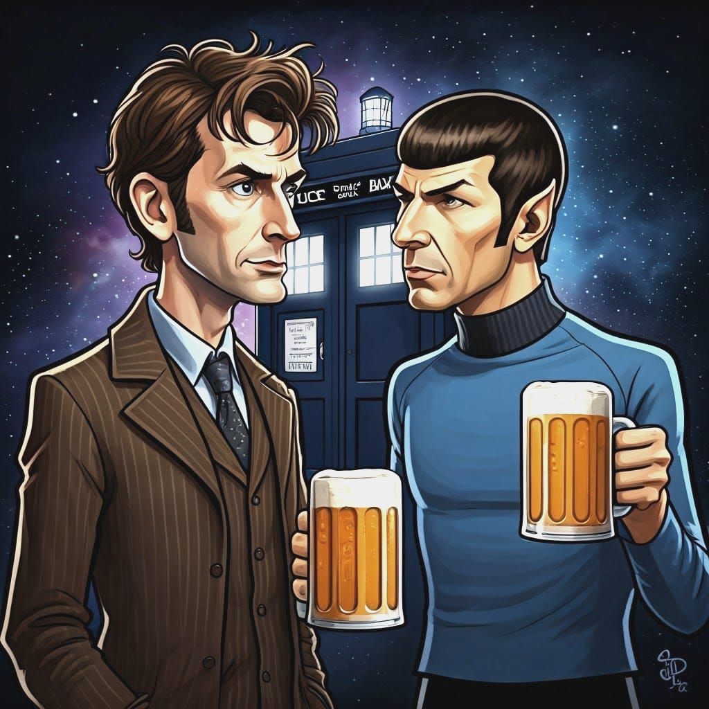 Doctor Who and Spock Share a Beer