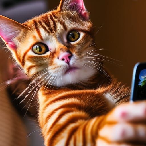 Tabby Cat Selfie: Hyperdetailed Digital Art