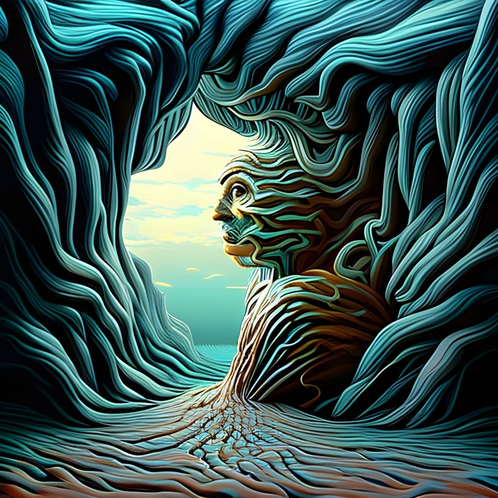 Confused Man in a Surrealist Salvador Dali Illusion