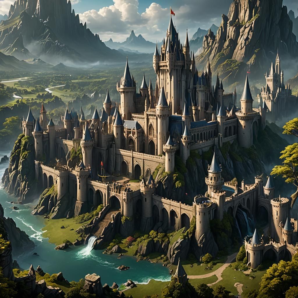 Epic Fantasy Realm: Dragons, Warriors, and Castles