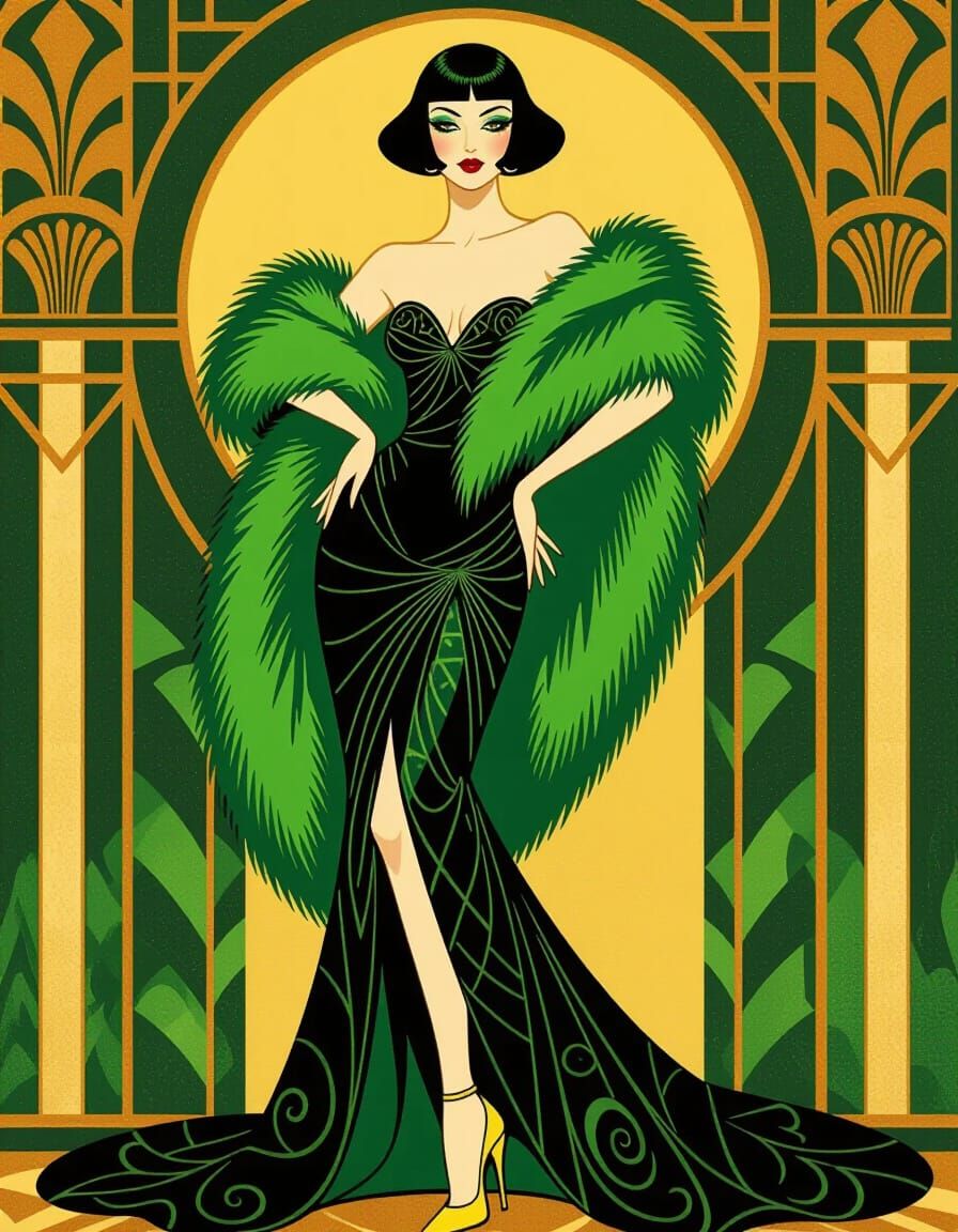 Elegant Woman in Art Deco Style
