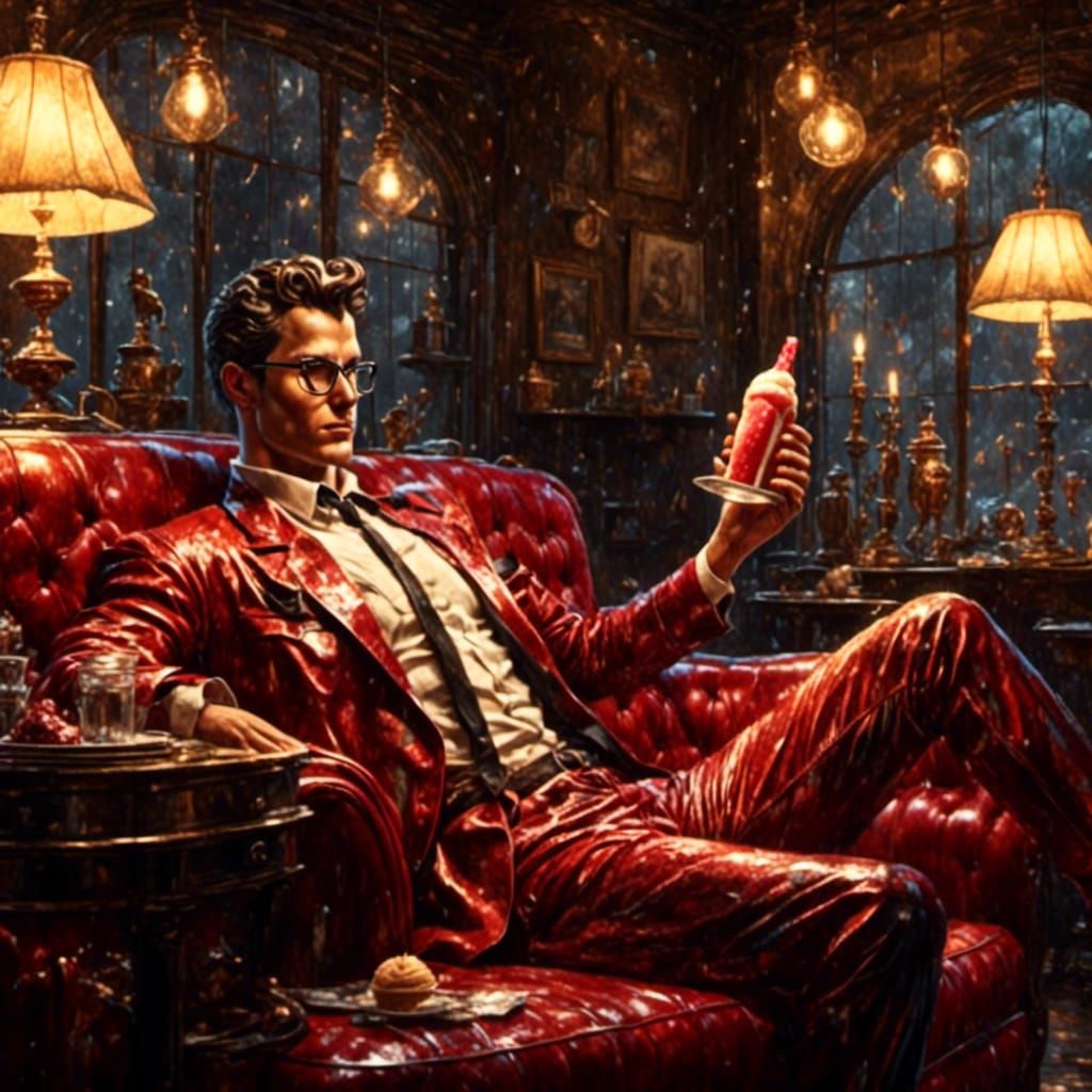 Retro Rockabilly Android Butler Licking Ice Cream