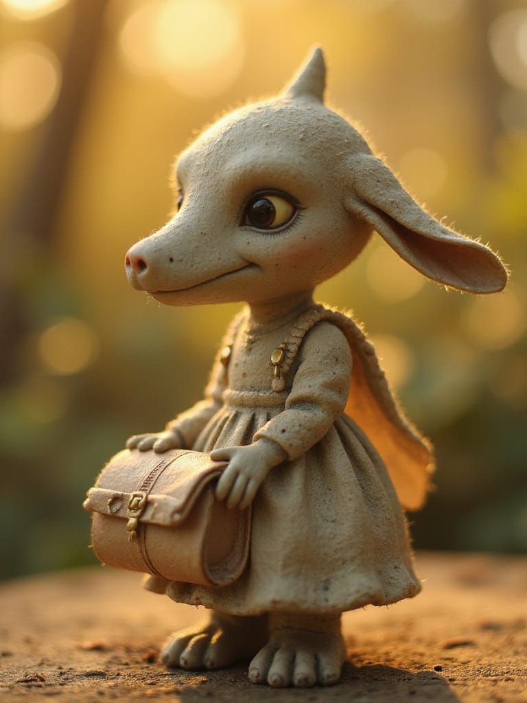 Delicate Whimsical Figurine in Warm Golden Light