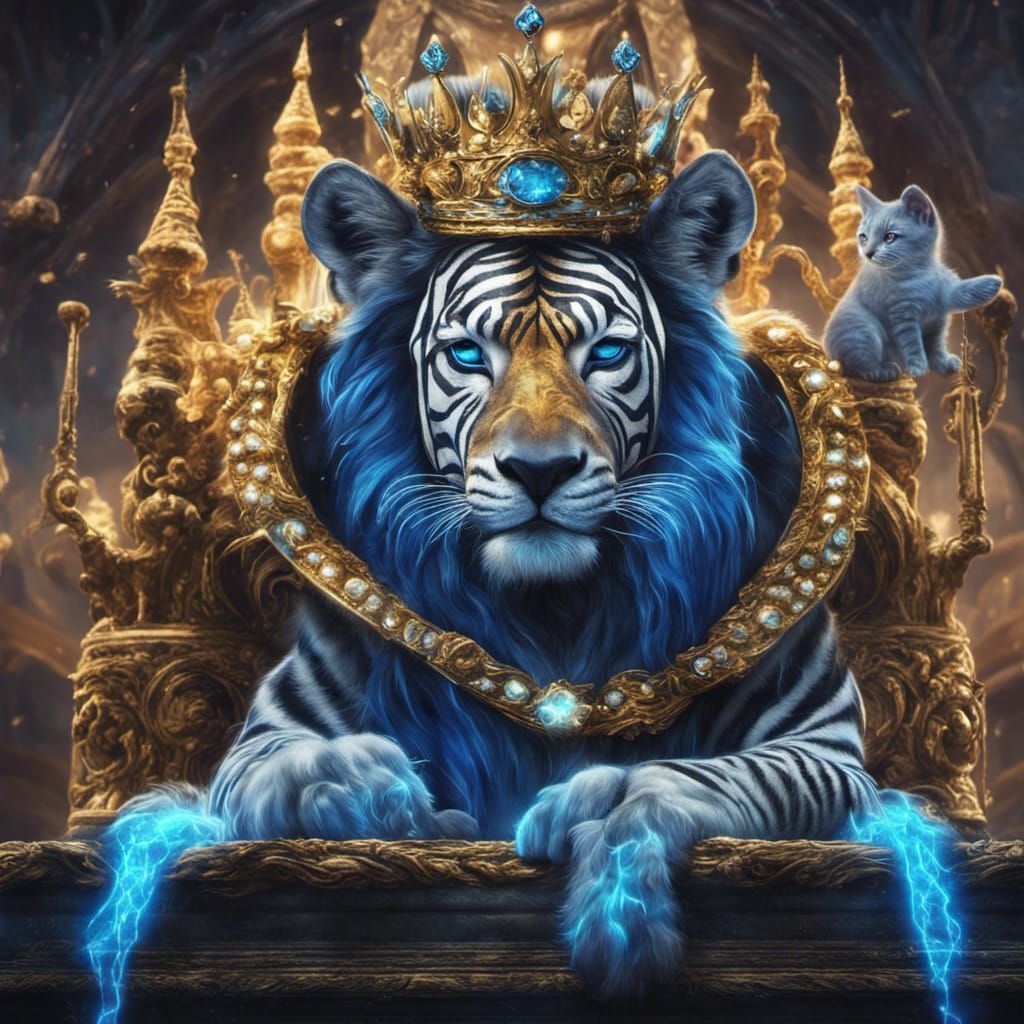 Zebra with Gold Crown in Detailed Matte Painting