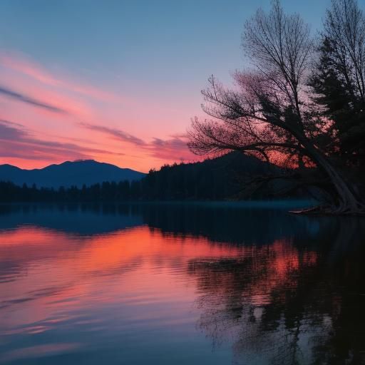 Picturesque Sunset Reflection on a Calm Lake