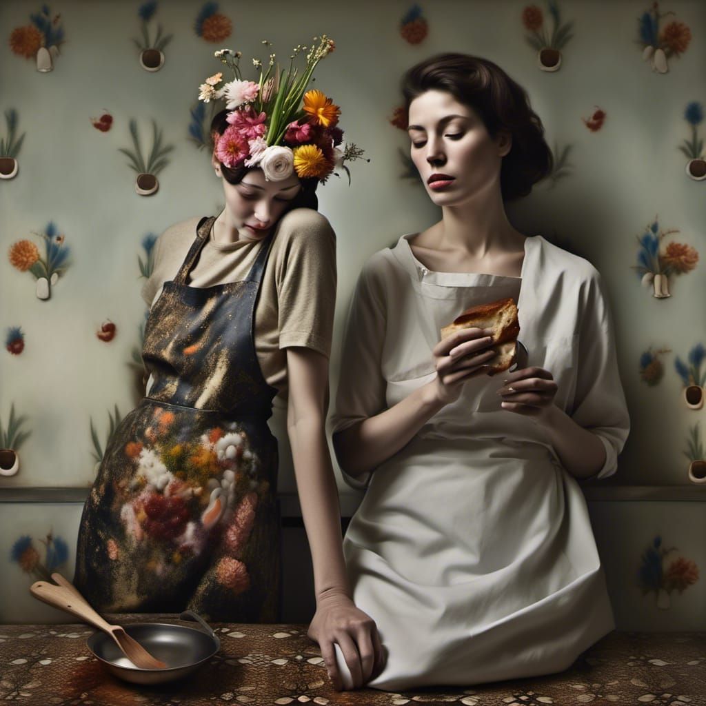 Polychromatic Kitchen Scene in Hyperrealism Style