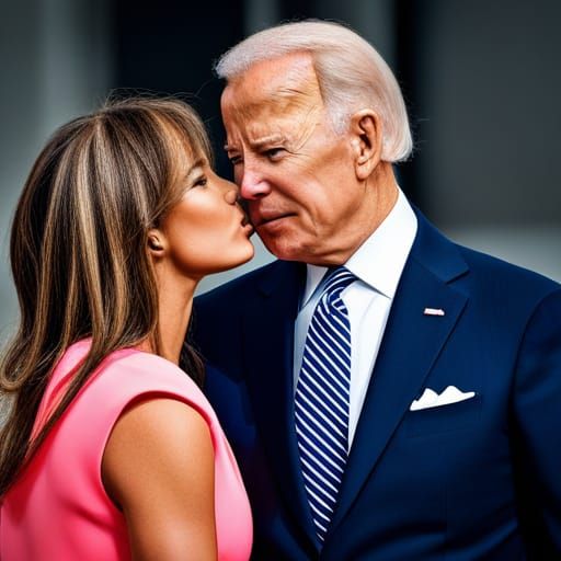 Hyperrealistic Photo of Biden and Trump Kissing