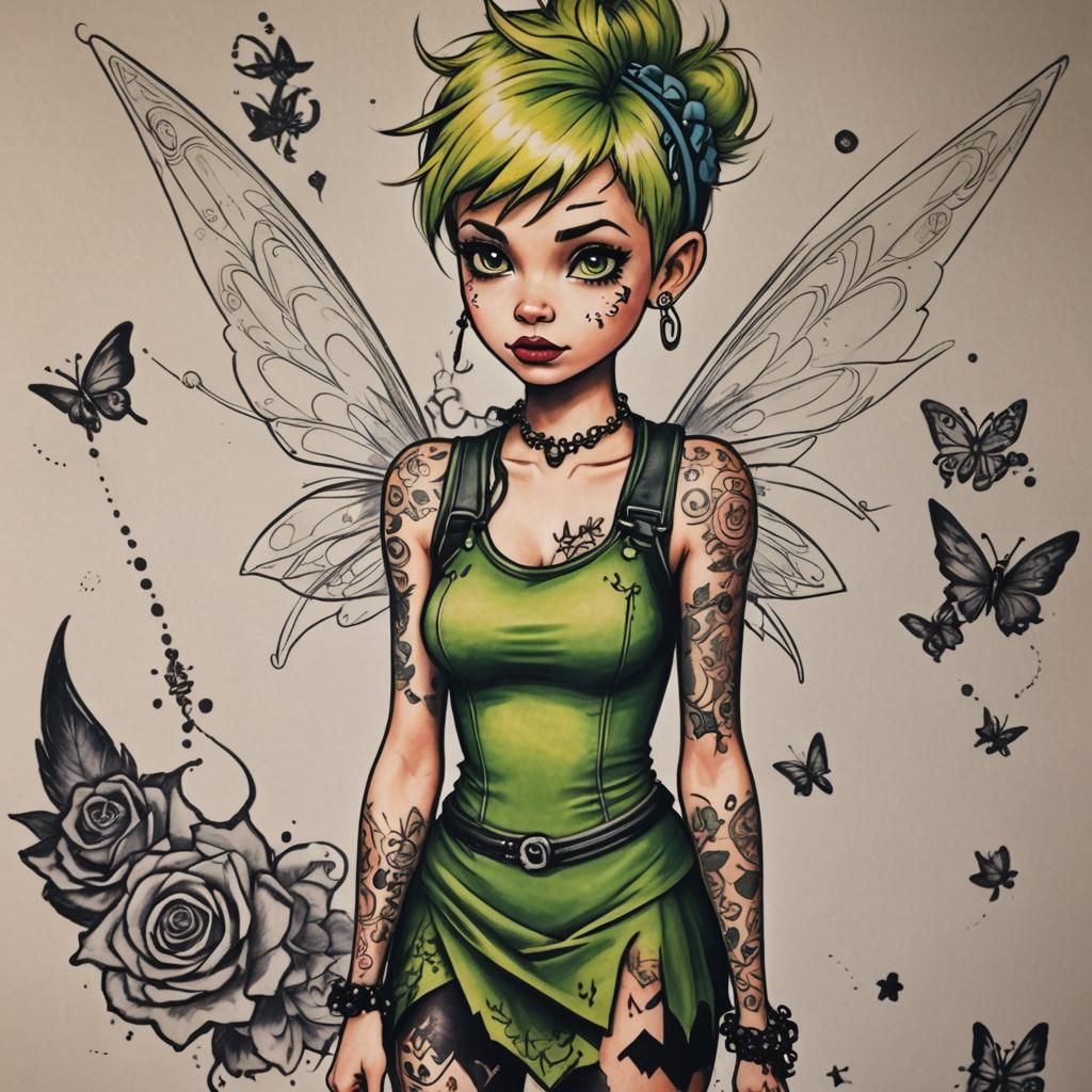 Punk Tinkerbell with Tattoos